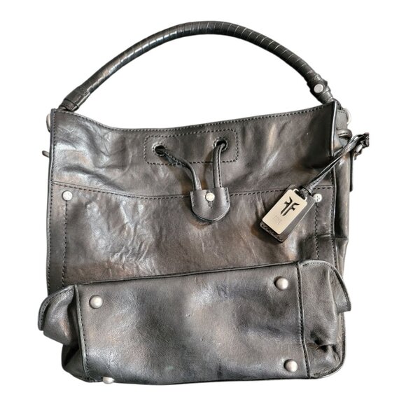 Frye Demi Hobo Women's Black Leather Studded Bottom Square Handbag - Picture 4 of 13